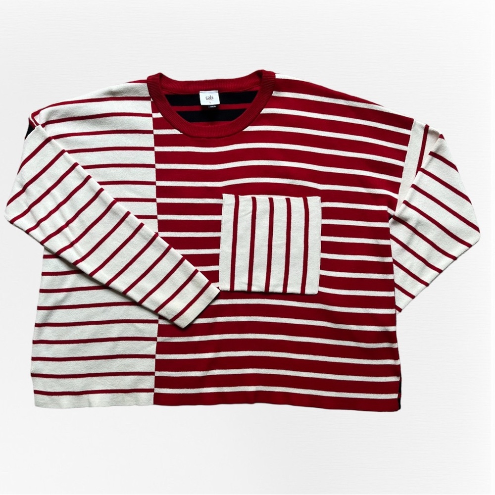 Large Cabi Mixed Stripe Patch Pullover - image 2
